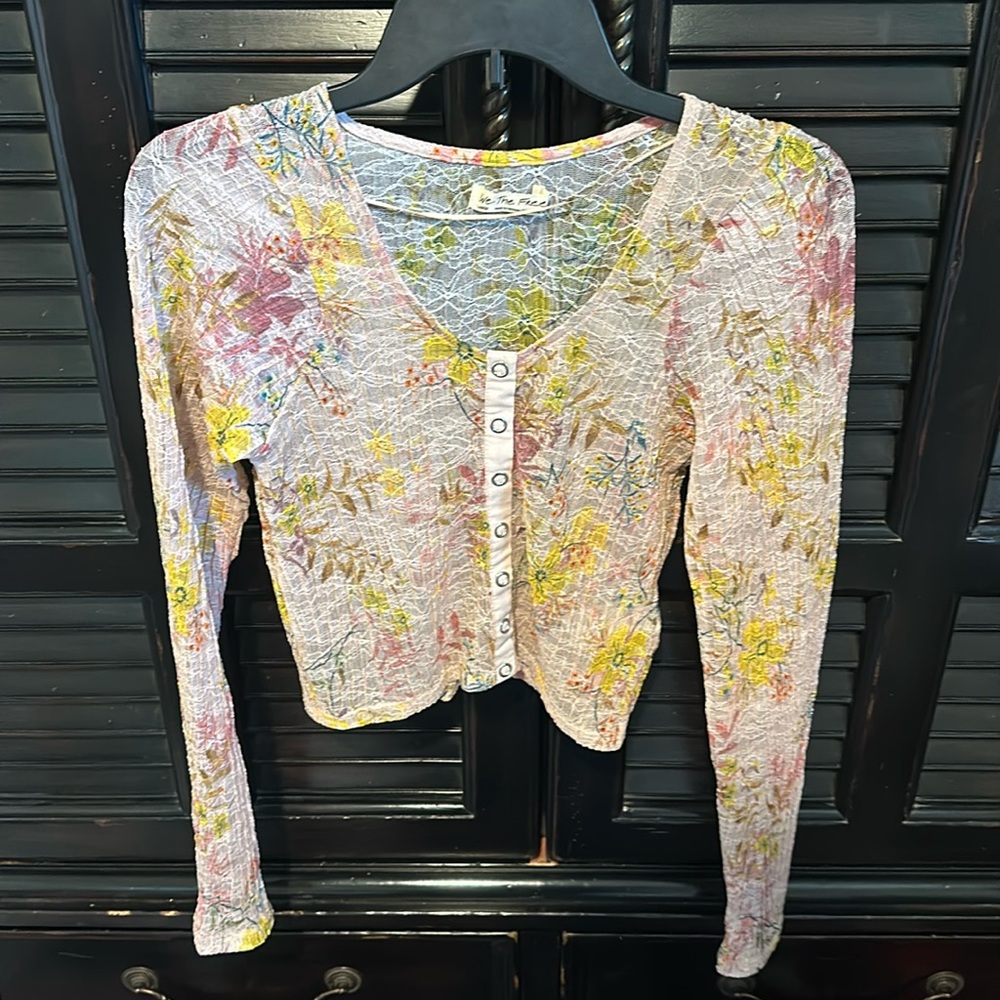 Free People Pink Lace Top